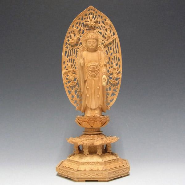 阿弥陀如来 立像 高さ28cm 柘植製 木彫り 仏像 : 仏像と縁起物の専門店