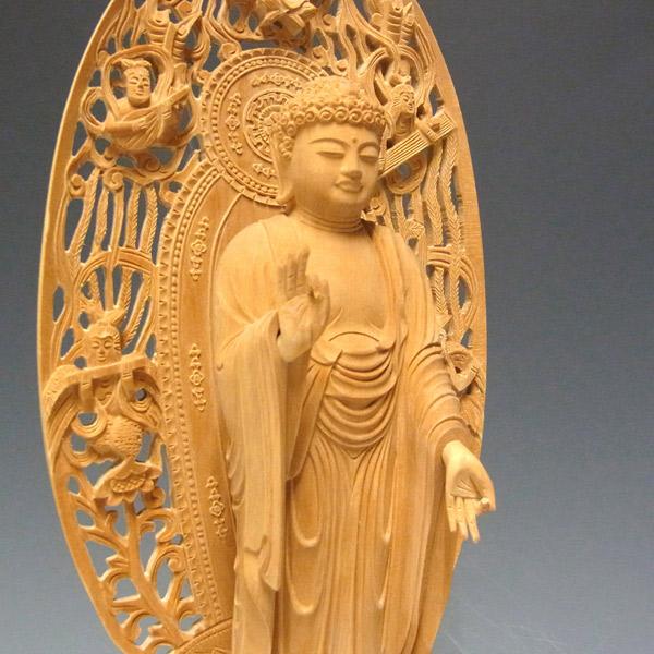 阿弥陀如来 立像 高さ28cm 柘植製 木彫り 仏像 : 仏像と縁起物の専門店