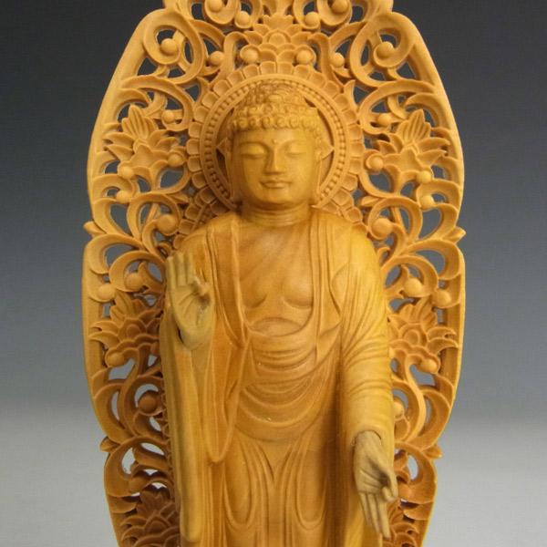 阿弥陀如来 立像 高さ15cm 柘植製 木彫り 仏像 : 仏像と縁起物の専門店