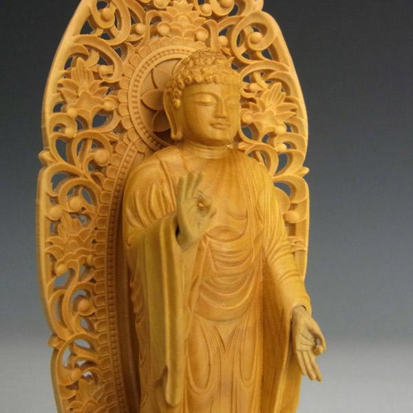 阿弥陀如来 立像 高さ15cm 柘植製 木彫り 仏像 : 仏像と縁起物の専門店