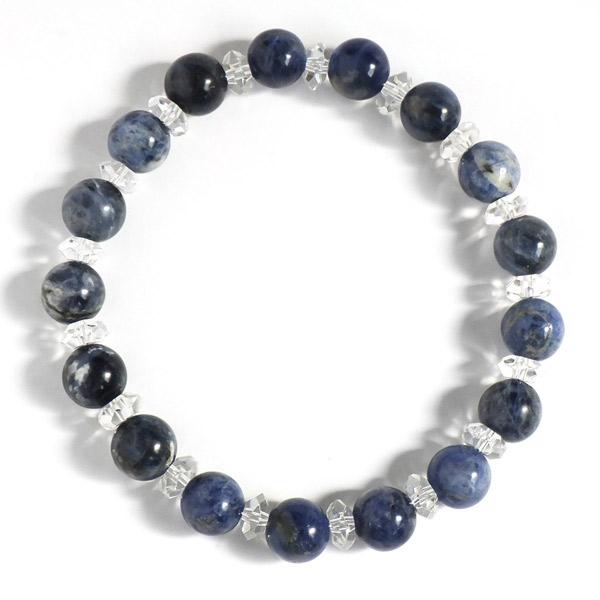 ソーダライト[方曹達石]と水晶のブレスレット 8mm玉 ソーダライト 水晶