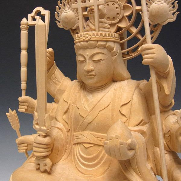 八臂弁財天 八臂弁才天 高さ40cm 桧製 木彫り 仏像 : 仏像と縁起物の