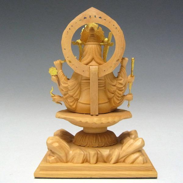 木彫り 仏像 金彩八臂弁財天 坐像 高さ10cm 柘植製 弁才天 : 仏像と