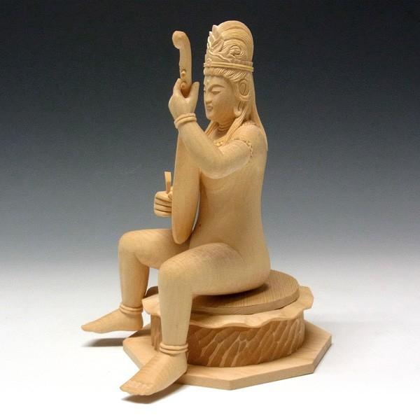 弁財天(弁才天) 高さ21cm 桧製 木彫り 仏像 : 仏像と縁起物の 弁財天(弁才天) 高さ21cm 桧製 木彫り 仏像 : 仏像と縁起物の