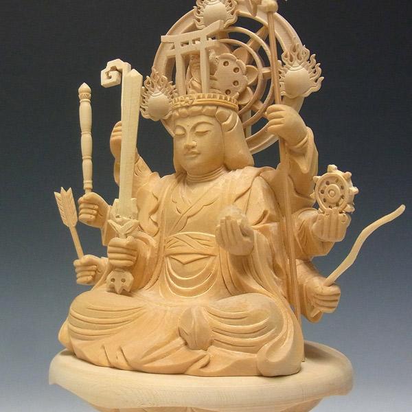 八臂弁財天 八臂弁才天 高さ27cm 桧製 木彫り 仏像 : 仏像と縁起物の