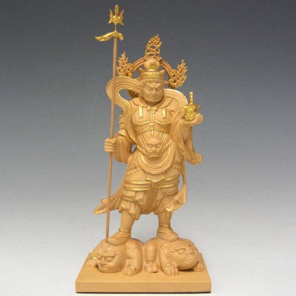 木彫り 仏像 金彩毘沙門天 立像 高さ11.5cm 柘植製 : 仏像と 木彫り 仏像 金彩毘沙門天 立像 高さ11.5cm 柘植製 : 仏像と