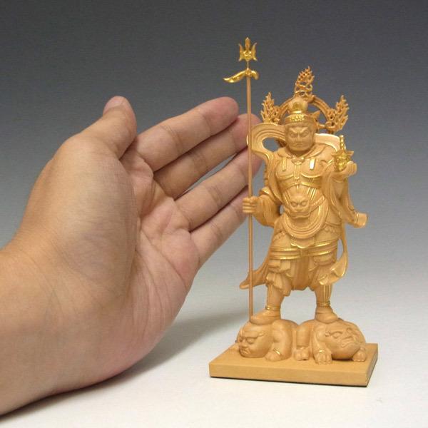 木彫り 仏像 金彩毘沙門天 立像 高さ11.5cm 柘植製 : 仏像と 木彫り 仏像 金彩毘沙門天 立像 高さ11.5cm 柘植製 : 仏像と
