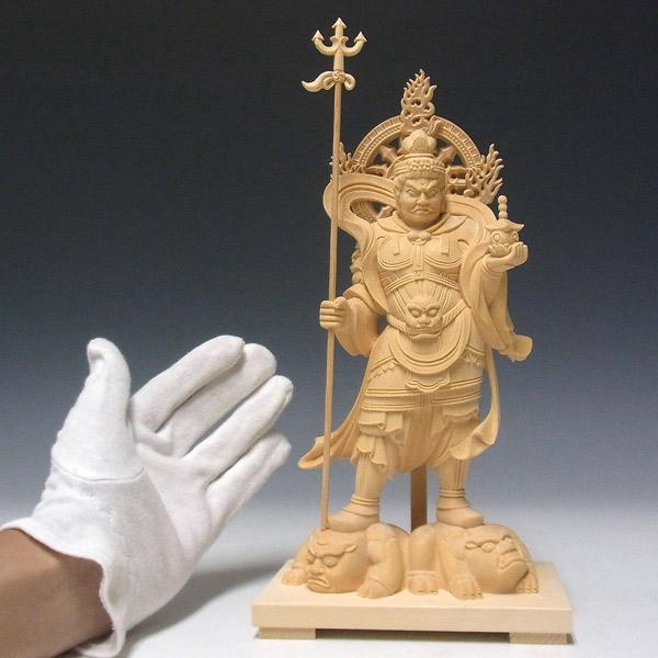 毘沙門天 高さ25cm 桧製 木彫り 仏像 : 仏像と縁起物の専門店 龍祥本舗