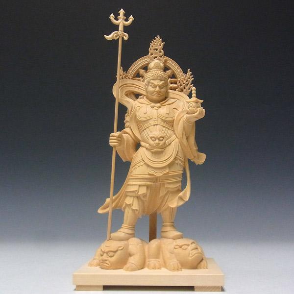 毘沙門天 高さ25cm 桧製 木彫り 仏像 : 仏像と縁起物の専門店 龍祥本舗