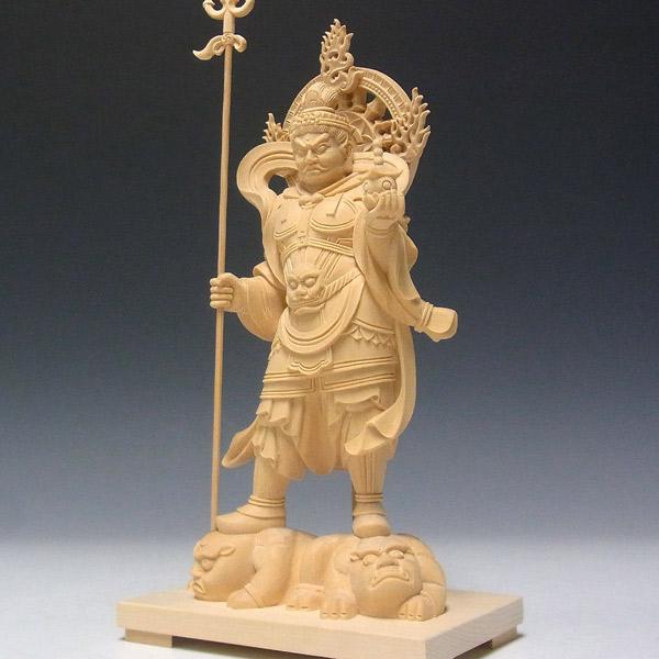 毘沙門天 高さ25cm 桧製 木彫り 仏像 : 仏像と縁起物の専門店 龍祥本舗