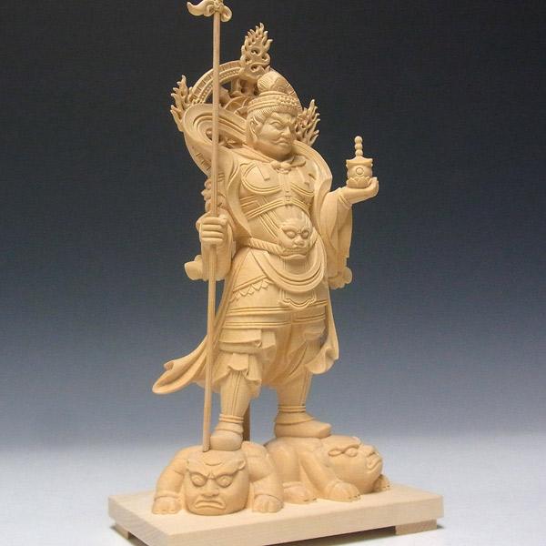 毘沙門天 高さ25cm 桧製 木彫り 仏像 : 仏像と縁起物の専門店 龍祥本舗
