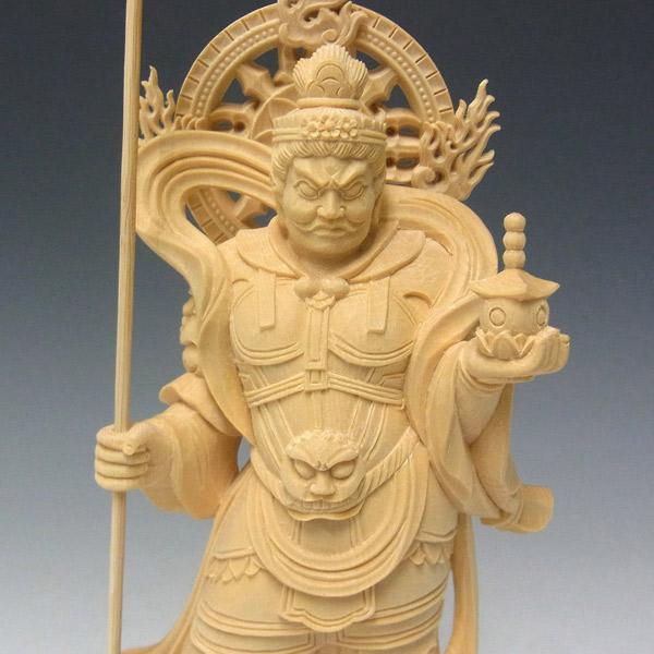 【毘沙門天/木彫り】神様 置物 縁起物 彫刻 希少 毘沙門天 高さ25cm 桧製 木彫り 仏像 : 仏像と縁起物の専門店 龍