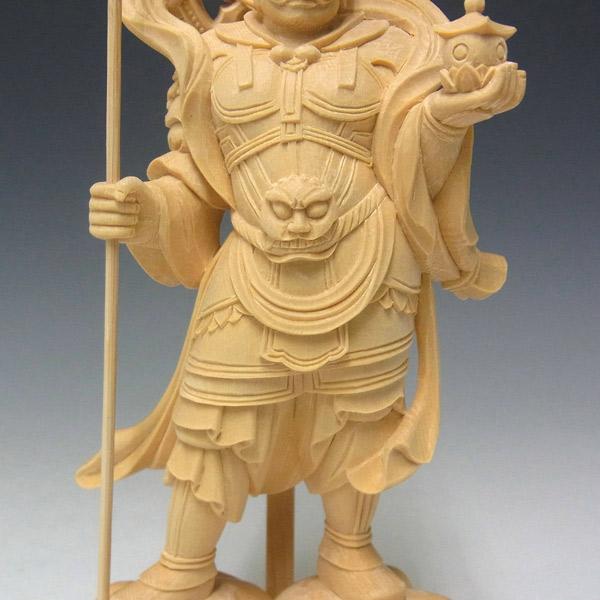 毘沙門天 高さ25cm 桧製 木彫り 仏像 :bisya11-UNK:仏像と縁起物の専門店 龍祥本舗 通販 