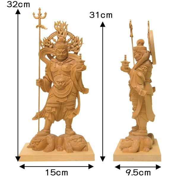 毘沙門天 高さ31cm 桧製 木彫り 仏像 : 仏像と縁起物の専門店 龍祥本舗