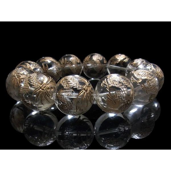 龍彫り水晶玉 18mm 天然石ブレスレット 天然石 パワーストーン