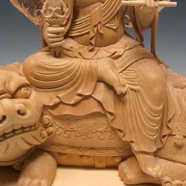 最上彫り文殊菩薩 普賢菩薩 セット 高さ45cm 榧製 木彫り 仏像の画像