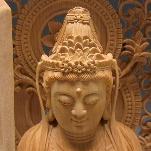 最上彫り文殊菩薩 普賢菩薩 セット 高さ45cm 榧製 木彫り 仏像