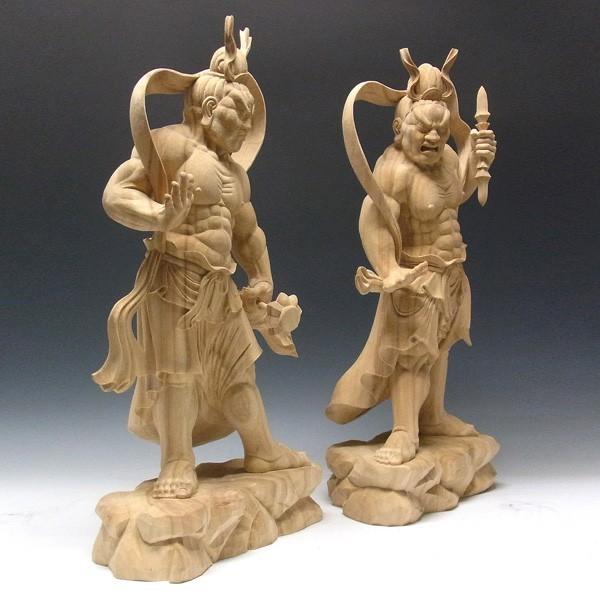 仁王像 金剛力士像 高さ66cm 楠製 木彫り 仏像 : 仏像と縁起物の 仁王像 金剛力士像 高さ66cm 楠製 木彫り 仏像 : 仏像と縁起物の