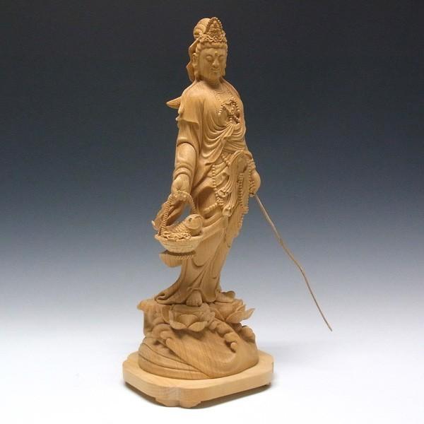 魚籃観音 立像 高さ42cm 榧製 木彫り 仏像 : 仏像と縁起物の専門店 龍