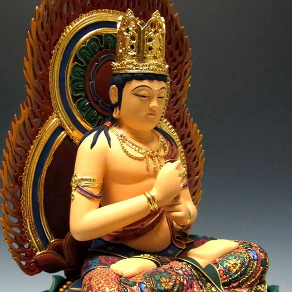 彩色大日如来 坐像 高さ50cm 楠製 木彫り 仏像 :CLA-18:仏像と縁起物の 