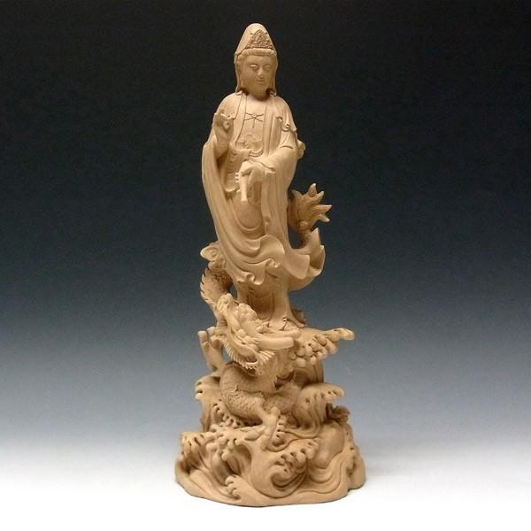 龍頭観音 立像 高さ38cm 水柘植製 木彫り 仏像 : 仏像と縁起物の専門店