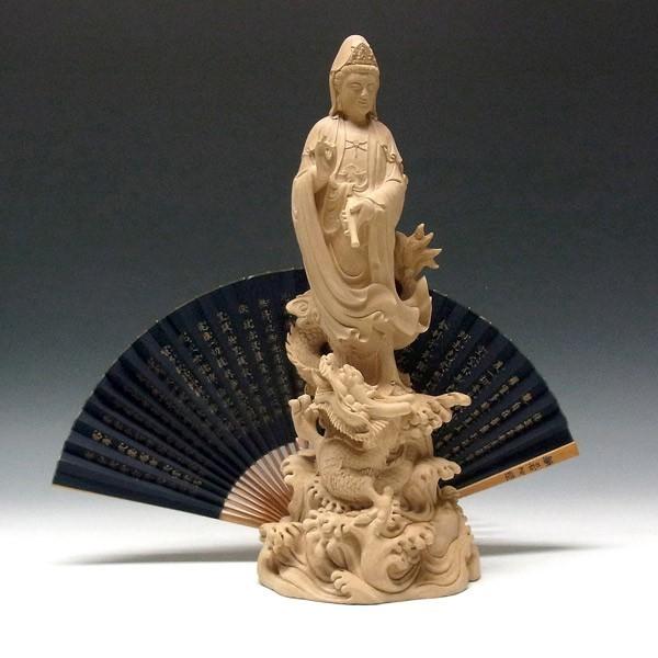 龍頭観音 立像 高さ38cm 水柘植製 木彫り 仏像 : 仏像と縁起物の専門店