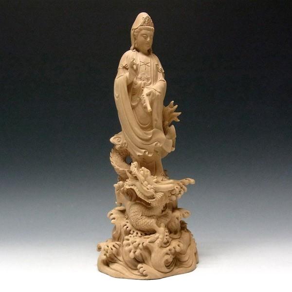 セール✨仏像美術品　白楠木彫り　H58cm　大型龍上滴水観音様の立像　開運縁起物 龍頭観音 立像 高さ38cm 水柘植製 木彫り 仏像 : 仏像と縁起物の専門店