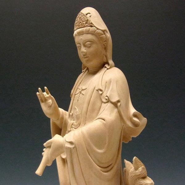龍頭観音 立像 高さ38cm 水柘植製 木彫り 仏像 : 仏像と縁起物の専門店