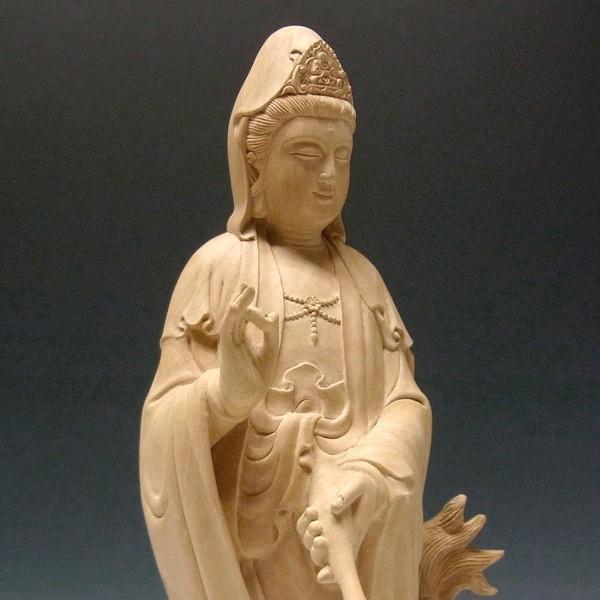龍頭観音 立像 高さ38cm 水柘植製 木彫り 仏像 : 仏像と縁起物の専門店