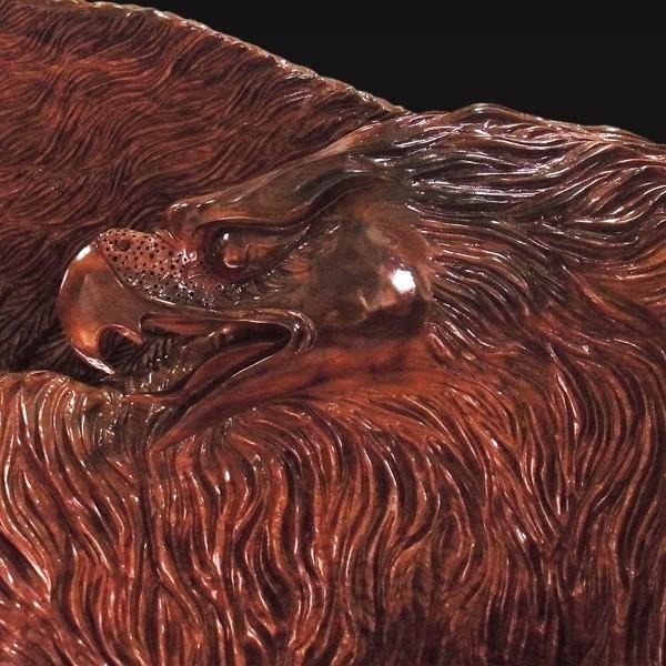 木彫りの鷹 (タカ) 両翼幅120cm 花梨 置物 : 仏像と縁起物の専門店 龍