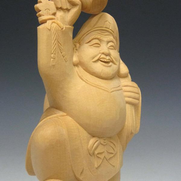 木彫り 大黒天 高さ24cm 置物 ねずみ付き 七福神 縁起物 : 仏像 木彫り 大黒天 高さ24cm 置物 ねずみ付き 七福神 縁起物 : 仏像