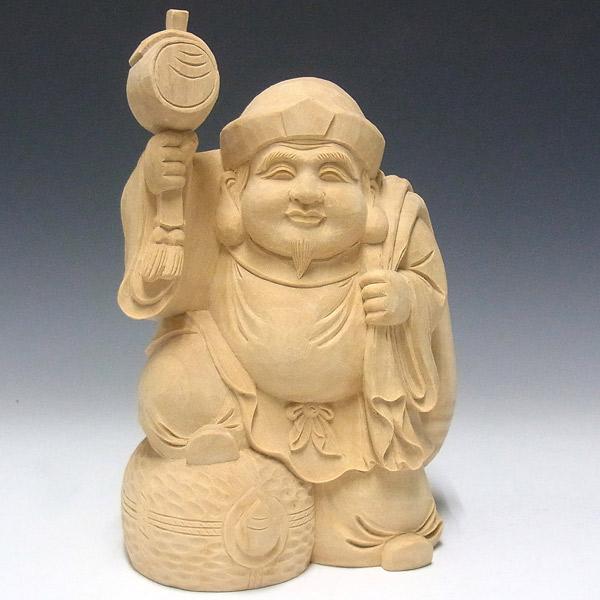 彩色大黒天立像 高さ25cm 楠製 木彫り 仏像