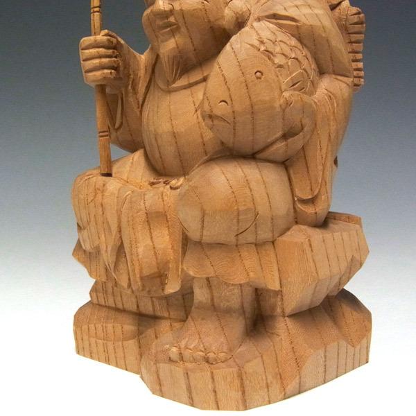 国産欅 木彫り 恵比寿大黒 置物 高さ16cm