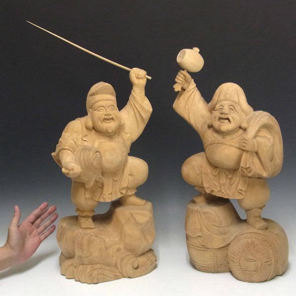 恵比寿大黒　置物 Amazon.co.jp: 国産欅 木彫り 恵比寿大黒 置物 16cm : ホーム