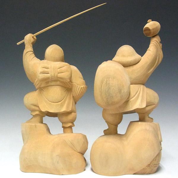 木彫り 恵比寿大黒 置物 高さ33cm 楠製 : 仏像と縁起物の専門店 龍祥