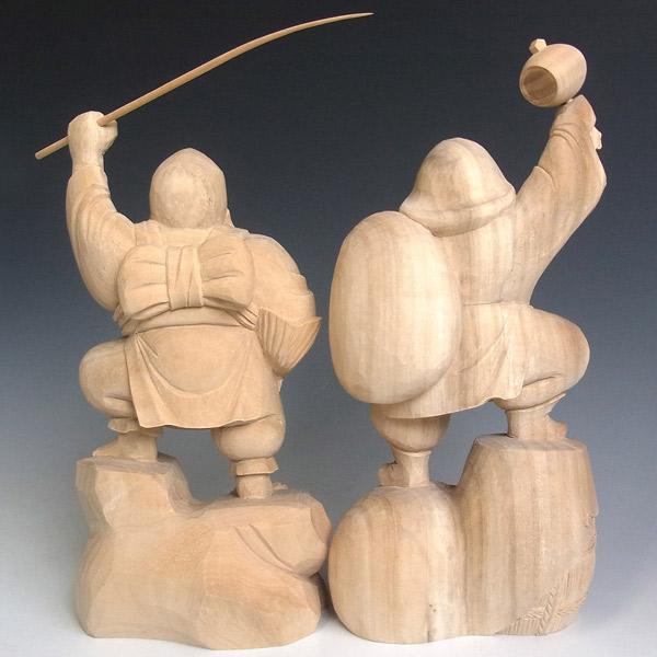 木彫り 恵比寿大黒 置物 高さ33cm 楠製 : 仏像と縁起物の専門店 木彫り 恵比寿大黒 置物 高さ33cm 楠製 : 仏像と縁起物の専門店