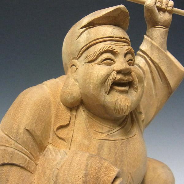 木彫り 恵比寿大黒 置物 高さ33cm 楠製 : 仏像と縁起物の専門店 龍祥