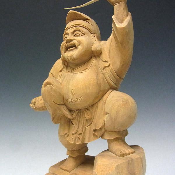 木彫り 恵比寿大黒 置物 高さ33cm 楠製 : 仏像と縁起物の専門店 龍祥