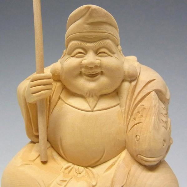 木彫り 恵比寿大黒 セット 置物 高さ10cm 柘植 : 仏像と縁起物の