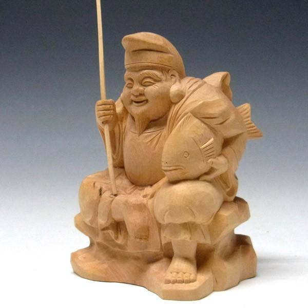 木彫り 恵比寿 置物 高さ10cm 柘植製 : 仏像と縁起物の専門店 龍祥本舗