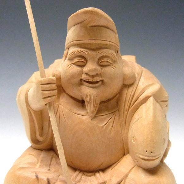 木彫り 恵比寿 置物 高さ10cm 柘植製 : 仏像と縁起物の専門店 龍祥本舗