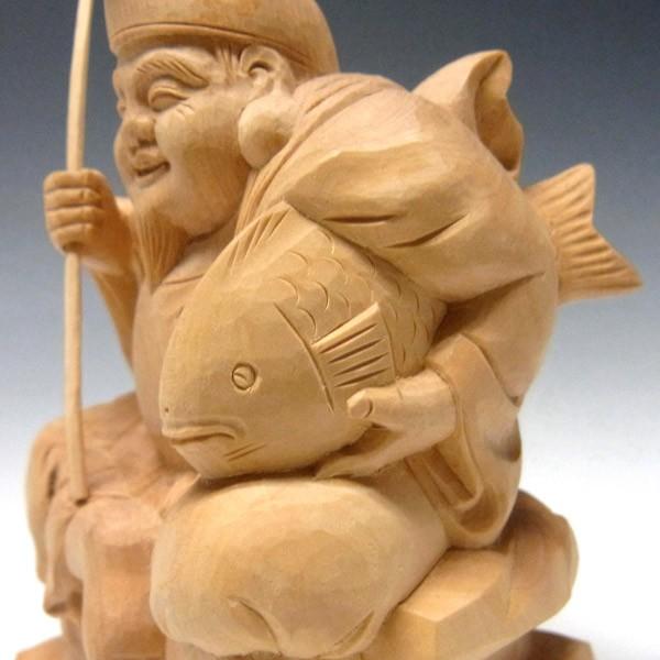 木彫り 恵比寿 置物 高さ10cm 柘植製 : 仏像と縁起物の専門店 龍祥本舗