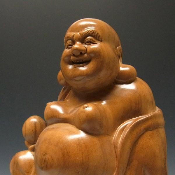 木彫り 布袋様 置物 楠 高さ42cm :EG-1-5:仏像と縁起物の専門店 龍祥 