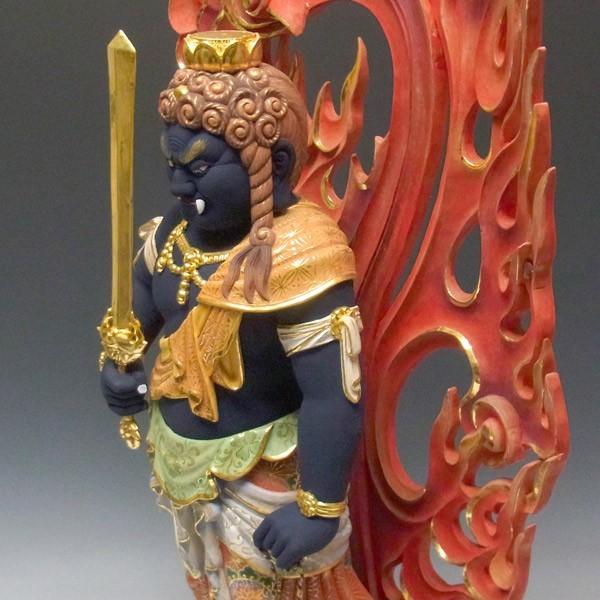 最上彫り彩色不動明王 立像 高さ87cm 楠製 木彫り 仏像 : 仏像と