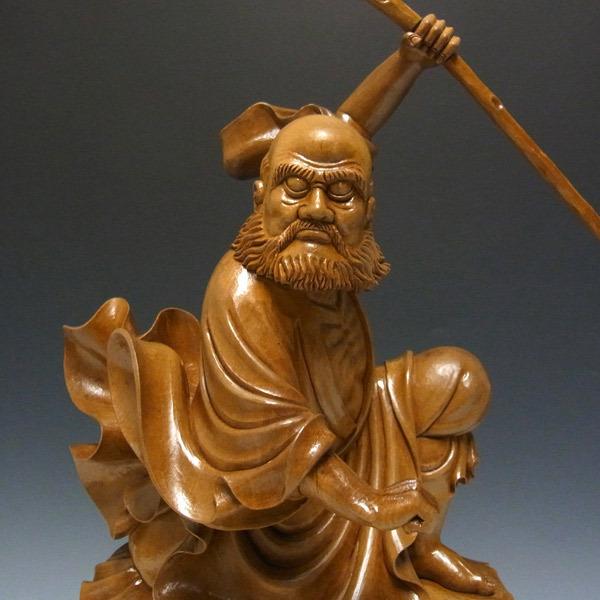 木彫り 達磨大師 高さ61cm 摺り漆仕上げ 置物 楠製 だるま