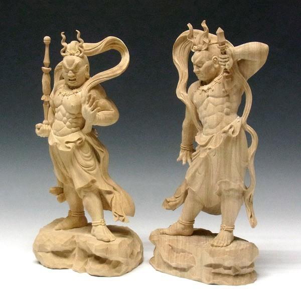 仁王像 金剛力士像 高さ31cm 楠製 木彫り 仏像 : 仏像と縁起物の 仁王像 金剛力士像 高さ31cm 楠製 木彫り 仏像 : 仏像と縁起物の