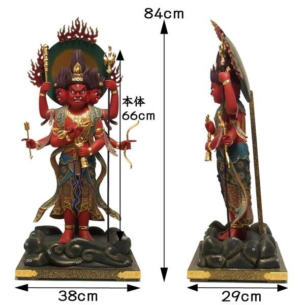 彩色三宝荒神 立像 高さ84cm 楠製 木彫り 仏像 : 仏像と縁起物の専門店
