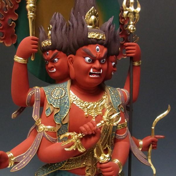 彩色三宝荒神 立像 高さ84cm 楠製 木彫り 仏像 : 仏像と縁起物の専門店