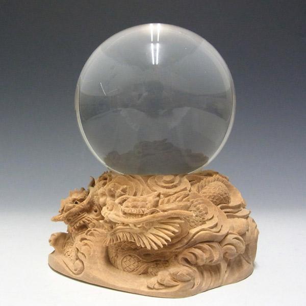 木彫り 双龍 水晶台座 約直径100mm用 置物 : 仏像と縁起物の専門店 龍