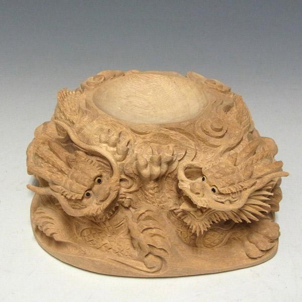 木彫り 双龍 水晶台座 約直径100mm用 置物 : 仏像と縁起物の専門 木彫り 双龍 水晶台座 約直径100mm用 置物 : 仏像と縁起物の専門